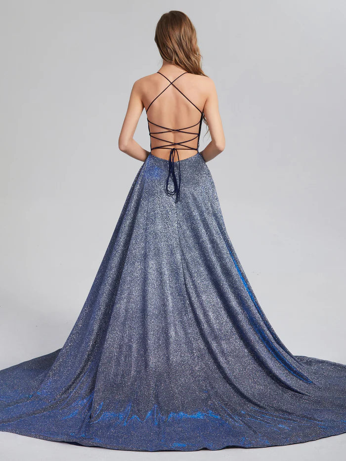 Sparkly Criss Cross Prom Dresses with Trailing Simple gentle atmospheric and unique design