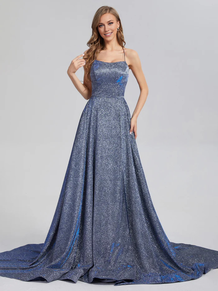 Sparkly Criss Cross Prom Dresses with Trailing Simple gentle atmospheric and unique design