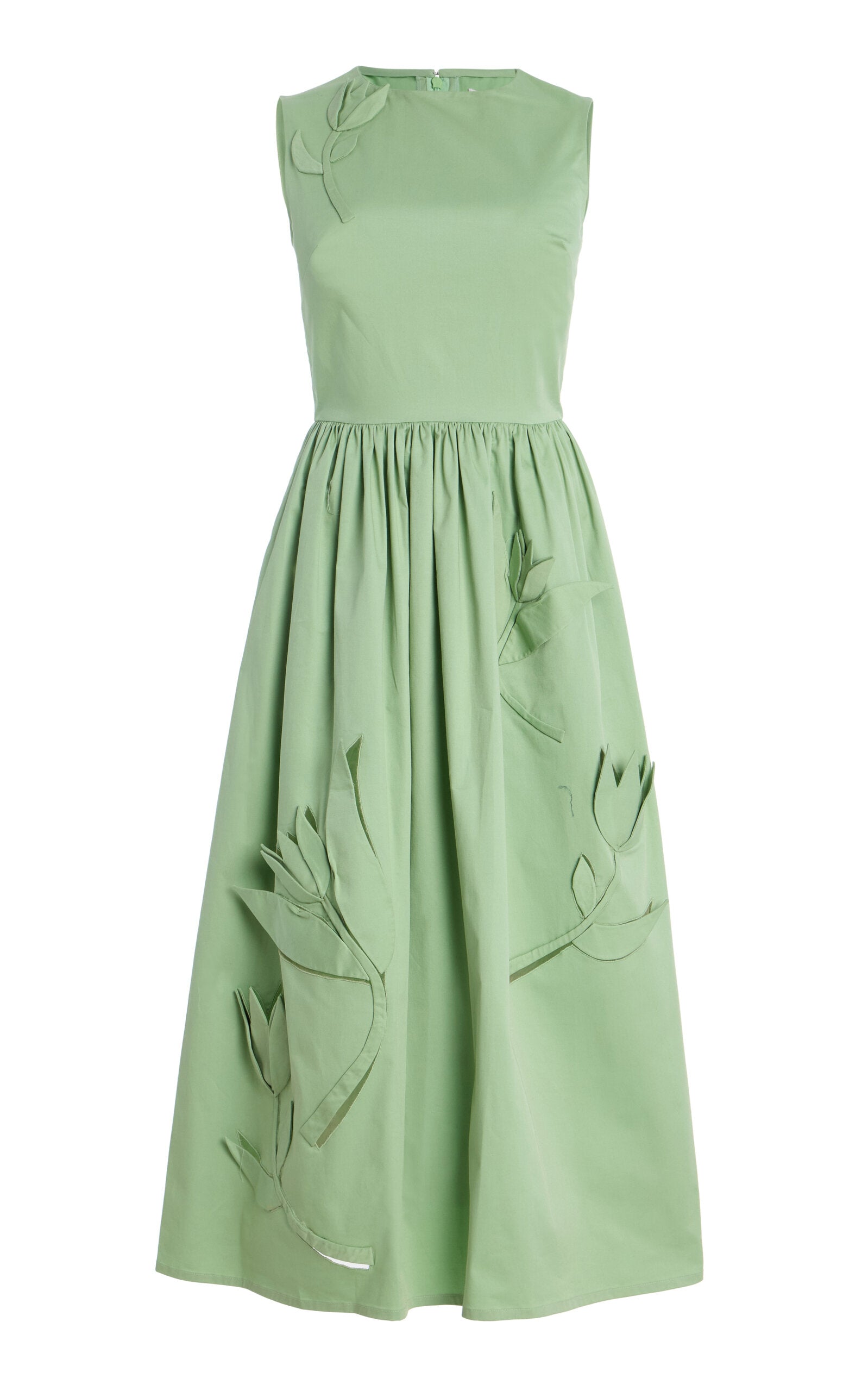 Exclusive Riviera Floral-Appliquéd Cotton Midi Dress