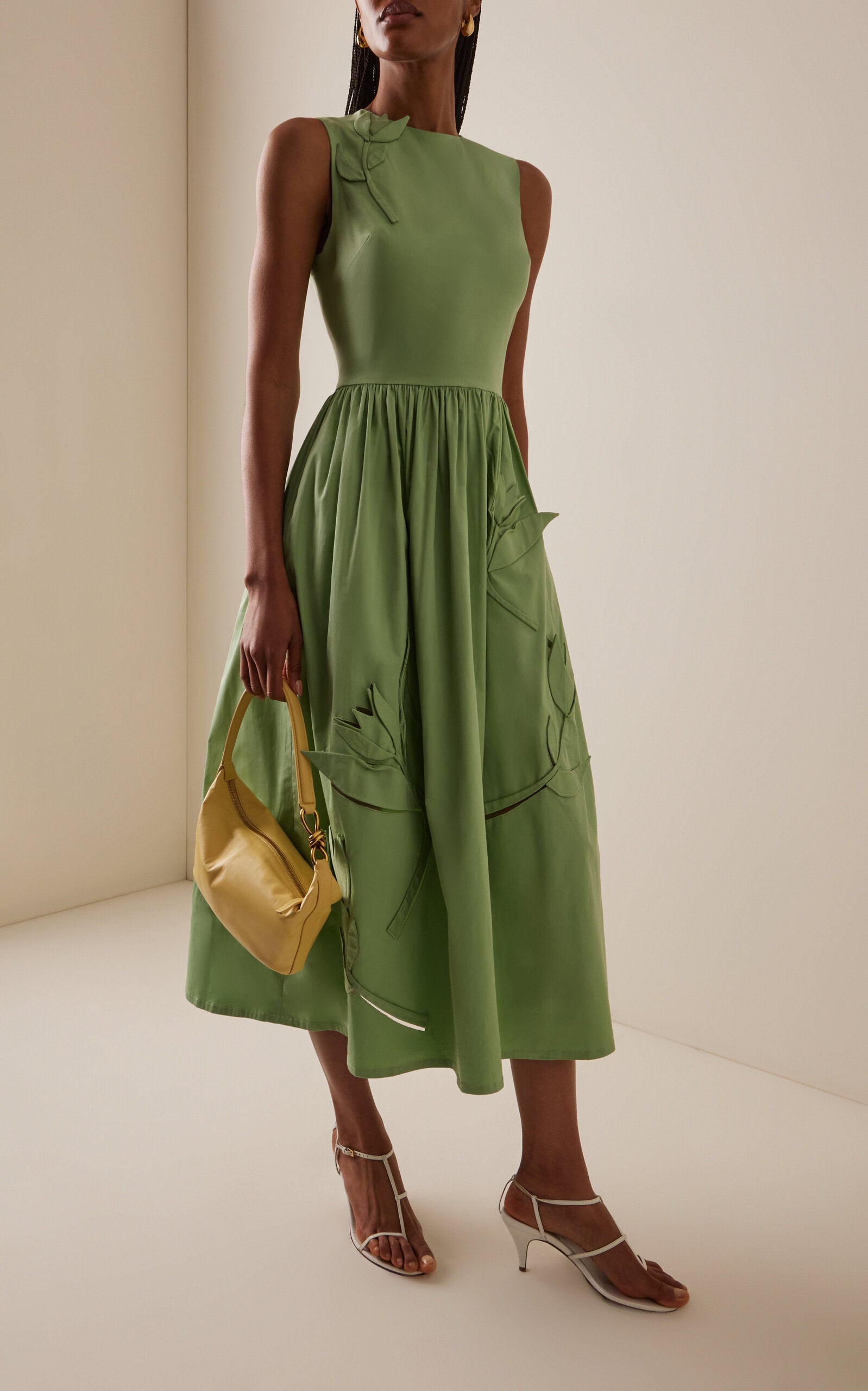 Exclusive Riviera Floral-Appliquéd Cotton Midi Dress