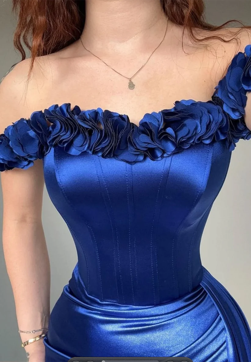 Square Sleeveless 3D Floral Ruched Sheath Prom Dress Simple gentle beautiful and unique design
