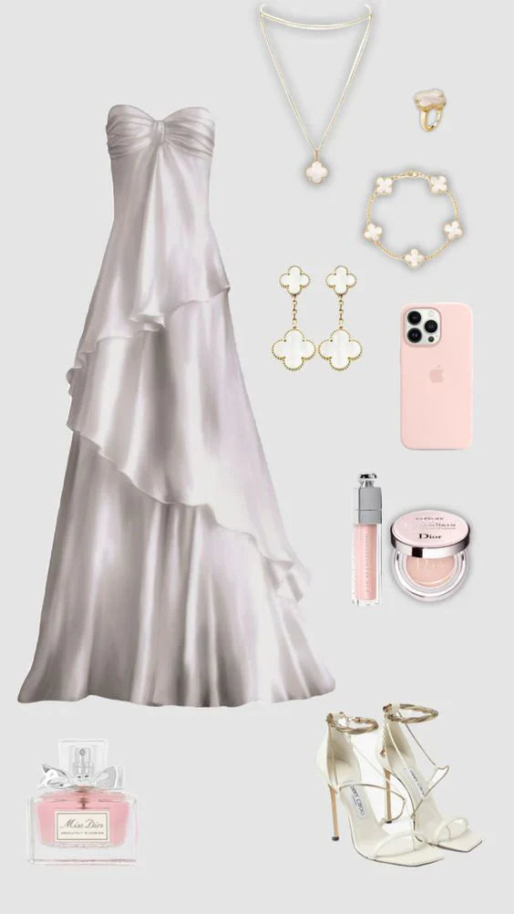 Sweetheart White Chiffon Prom Dress Long Party Dresses