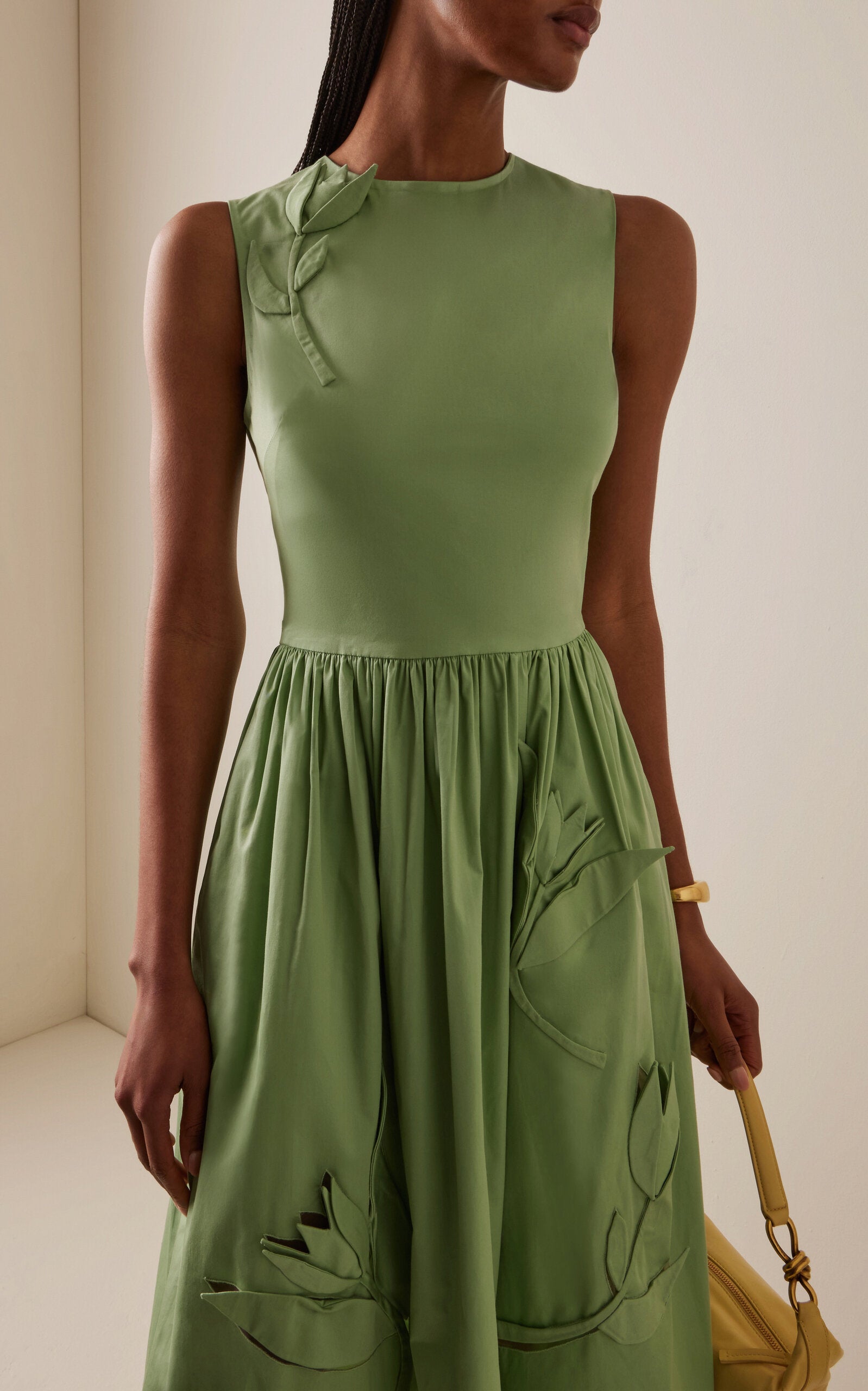 Exclusive Riviera Floral-Appliquéd Cotton Midi Dress