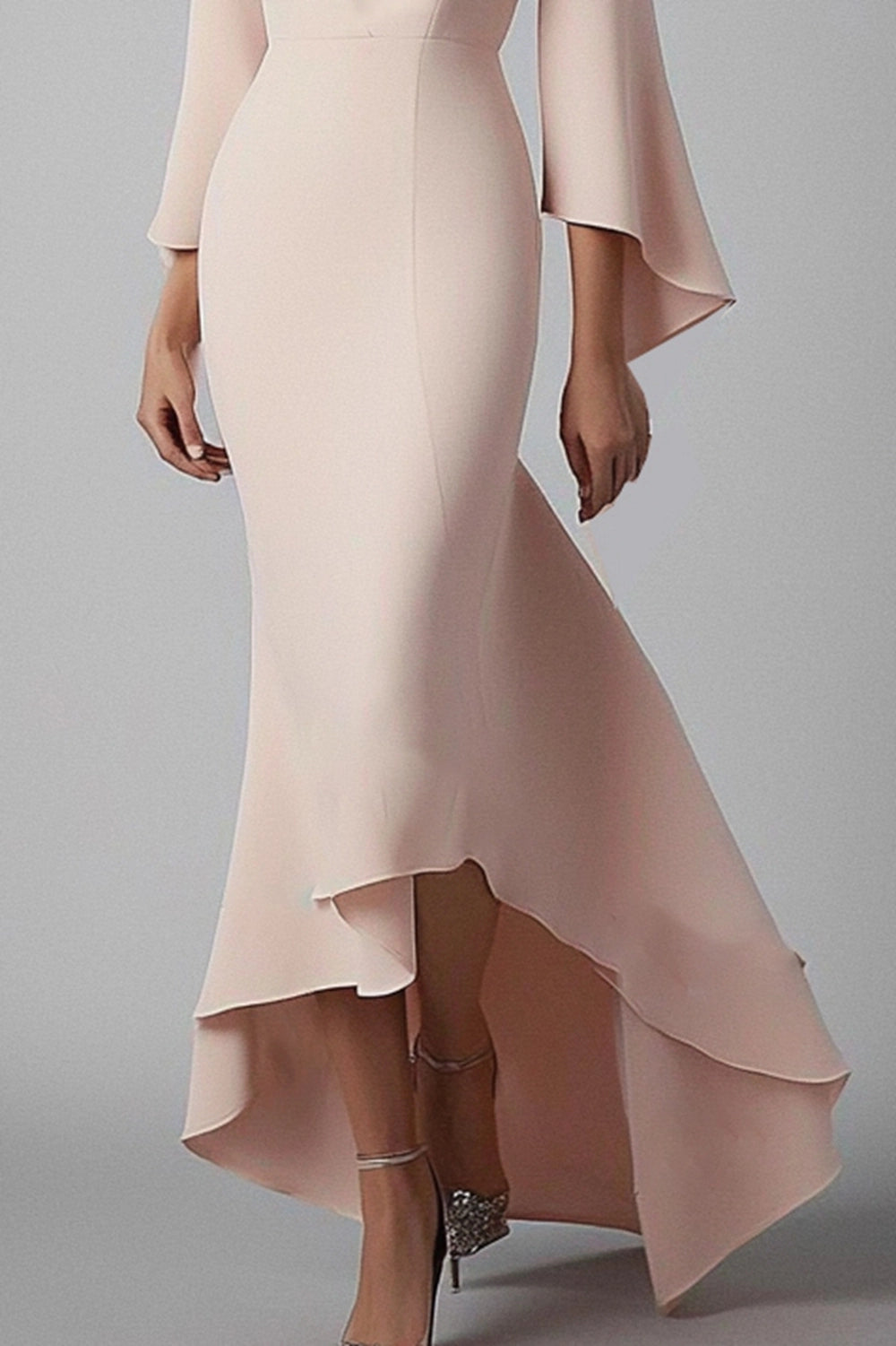Elegant Work Wedding Guest Mermaid Dress Flare Asymmetrical Hem Dress