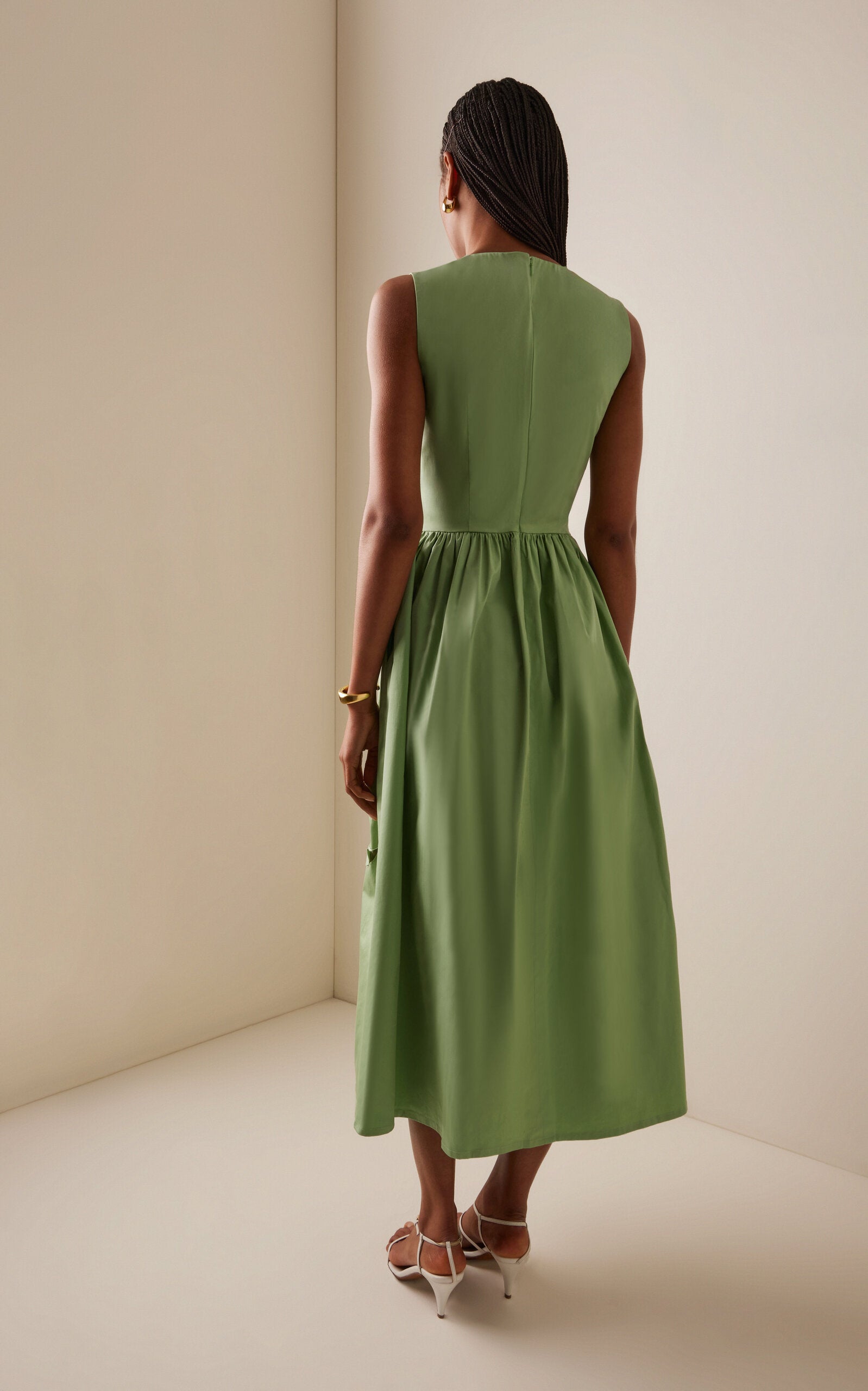 Exclusive Riviera Floral-Appliquéd Cotton Midi Dress