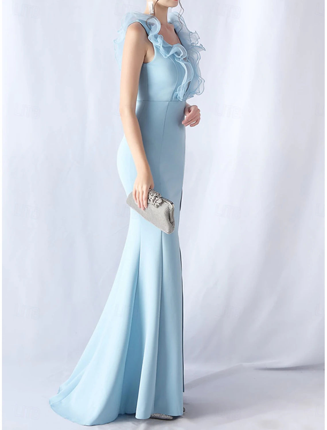 Mermaid / Trumpet Quinceanera Dresses Elegant Dress Wedding Wedding Guest Floor Length Sleeveless V Neck Spandex with Ruffles