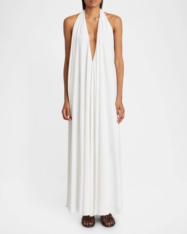 Norma Plunging Halter Backless Gown Beautiful and charming simple and unique design