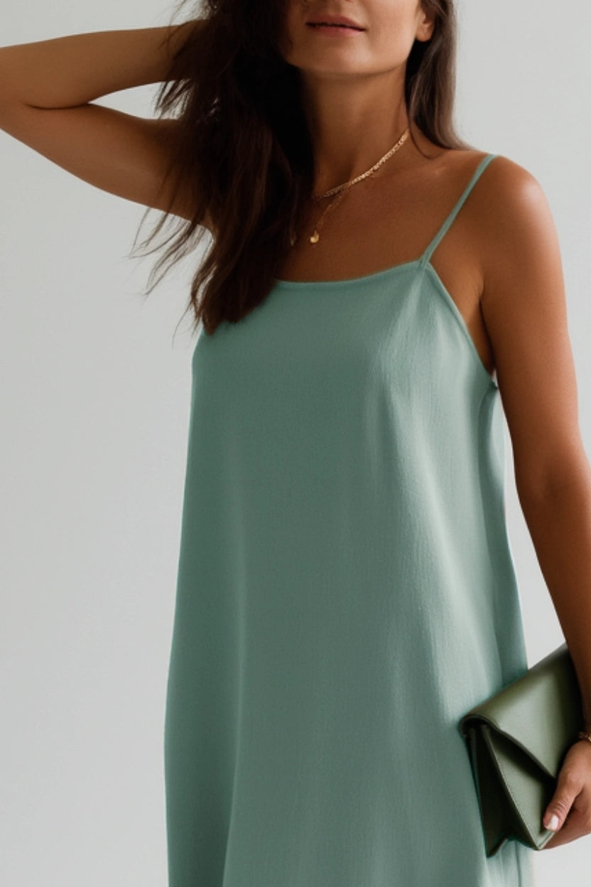 Casual Party Dress Green Spaghetti Strap Maxi Dress Simple beautiful generous and full of charm
