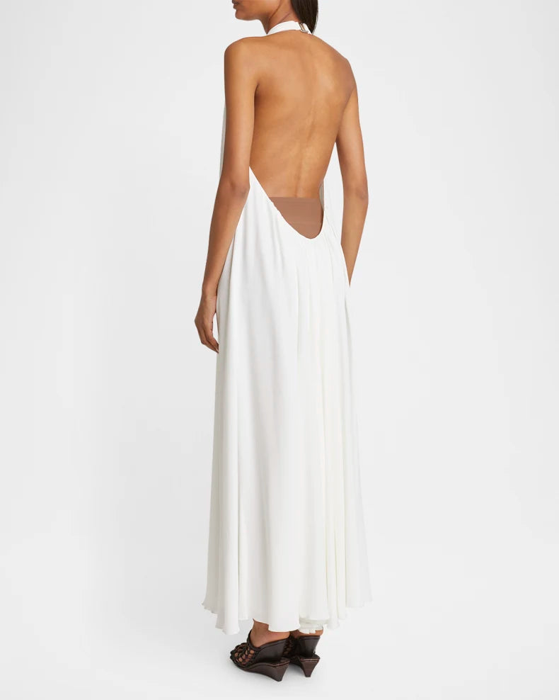 Norma Plunging Halter Backless Gown Beautiful and charming simple and unique design