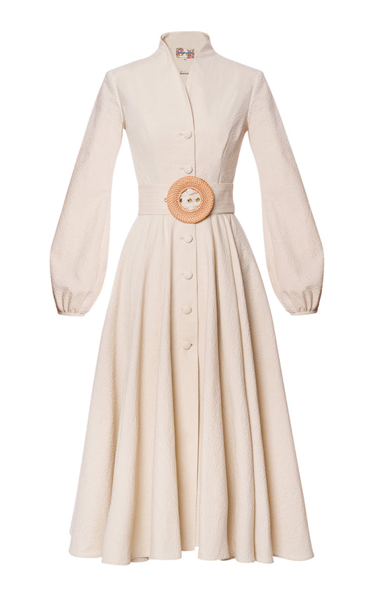 Belted Cotton Midi Coat Dress Full of charm simple and atmospheric