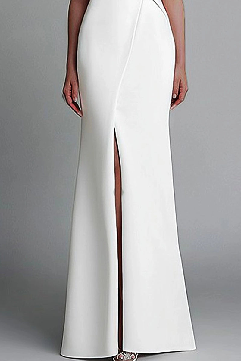 Evening Formal Elegant Dress Off Shoulder White Maxi Dress