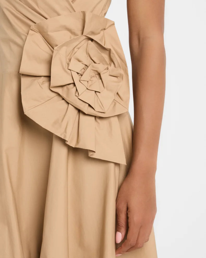 Sleeveless High-Low Rosette Midi Dress Simple beautiful generous and full of charm