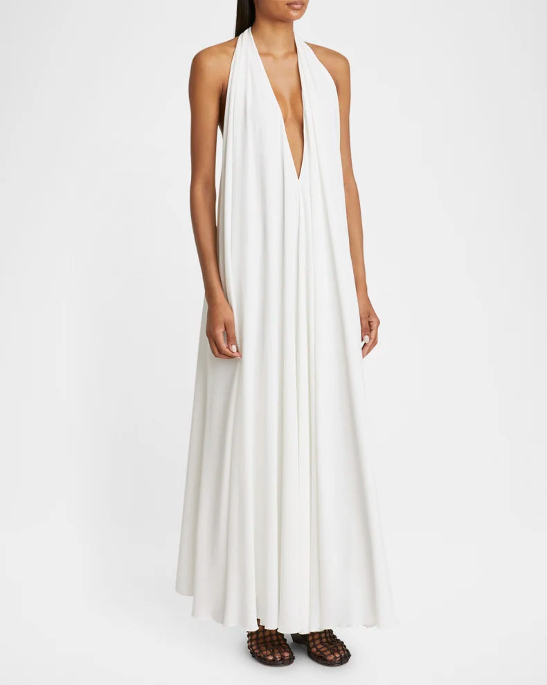 Norma Plunging Halter Backless Gown Beautiful and charming simple and unique design