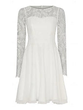 Ball Gown A-Line Cocktail Dresses Elegant Dress Wedding Short / Mini Long Sleeve Scoop Neck Satin with Appliques 2025