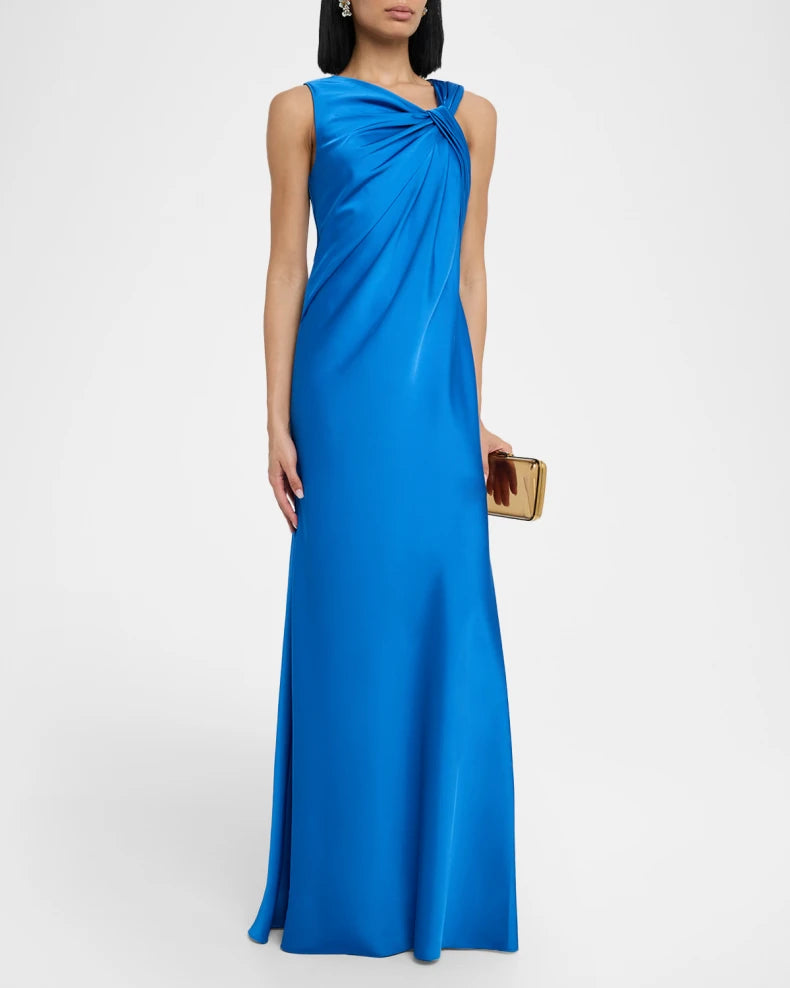 Francine Twist-Front Satin Column Gown Charming and unique design Beautiful generous simple