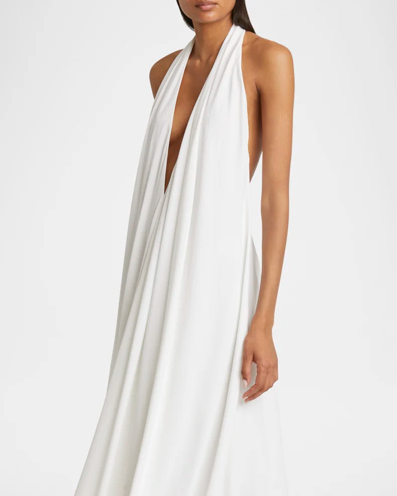 Norma Plunging Halter Backless Gown Beautiful and charming simple and unique design