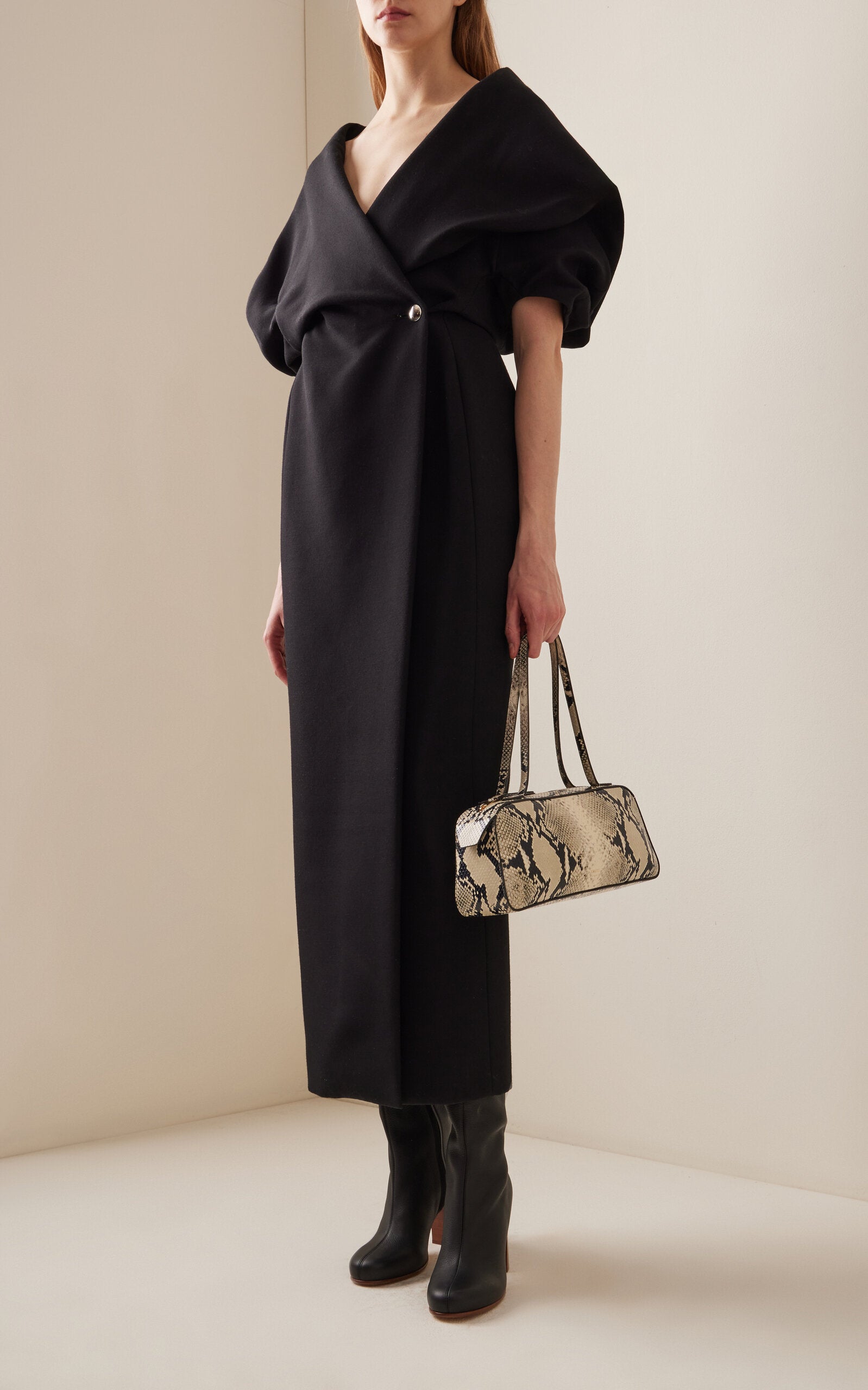 Truman Wrapped Crepe Midi Dress Simple gentle beautiful and grand