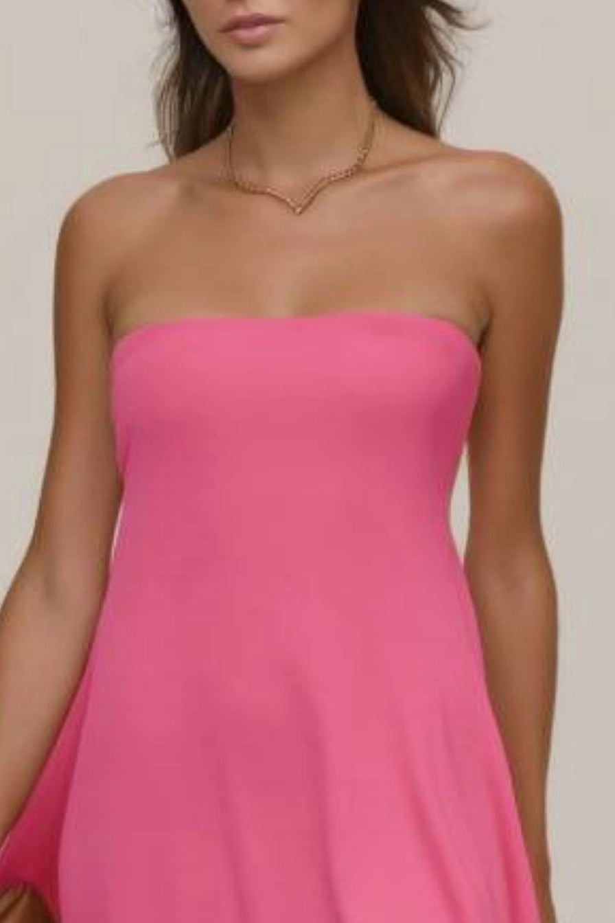 Casual Swing Party Dress Pink Spaghetti Strap Maxi Dress Simple beautiful generous and full of charm