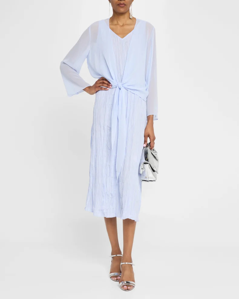 Sleeveless Crinkled Silk Midi Dress Simple beautiful generous and full of charm