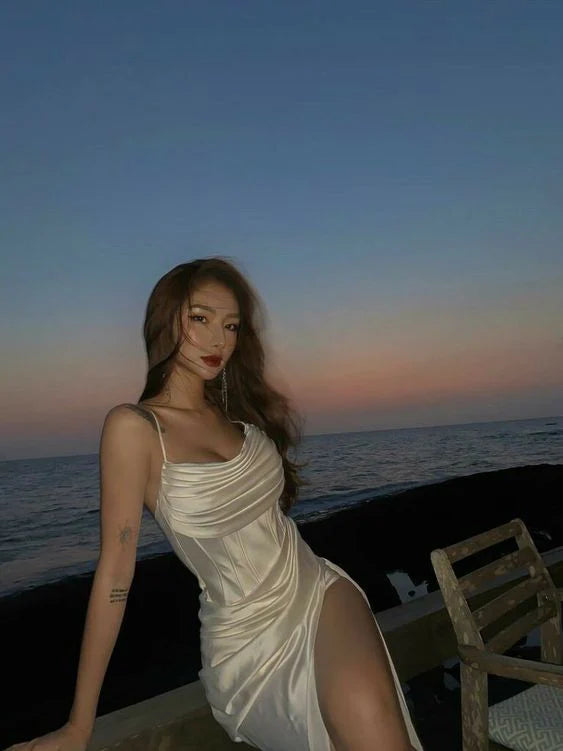 Ivory evening dress Long Sexy Prom Dress