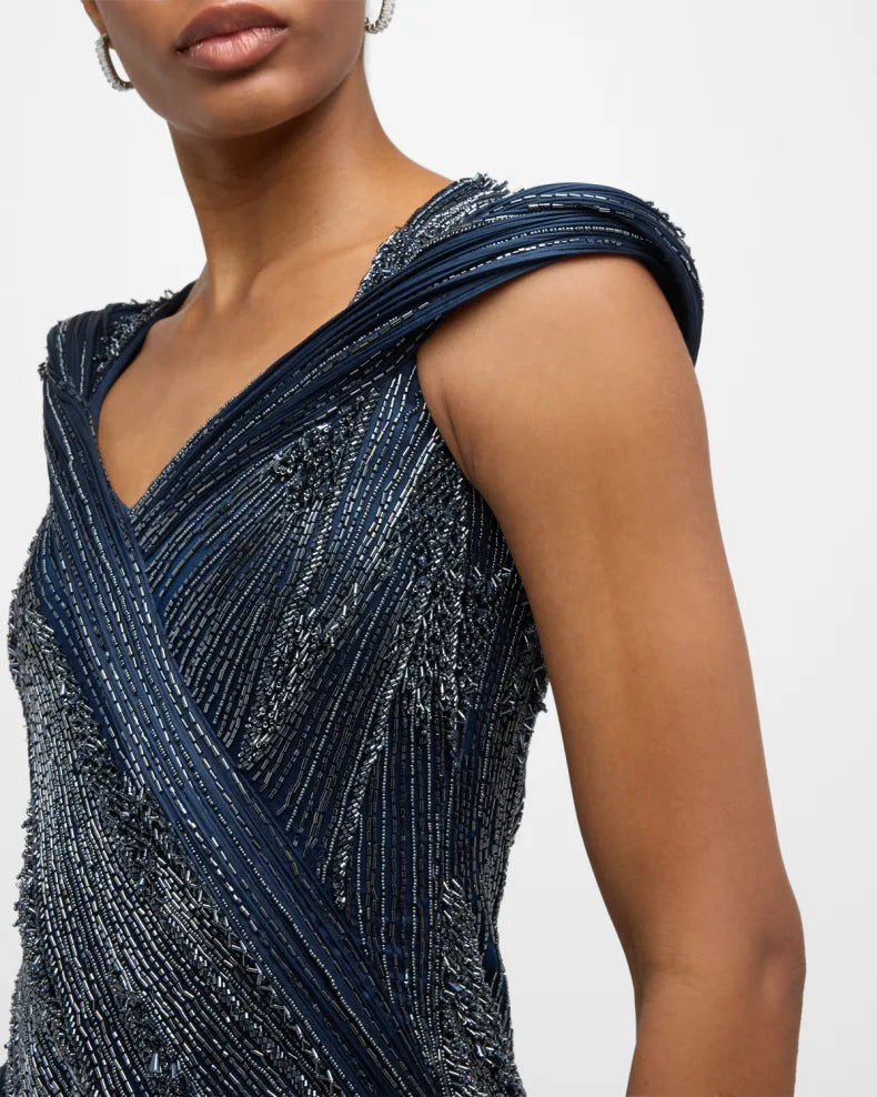 Beaded Gown with Structured Draping Charming and unique design Beautiful generous simple