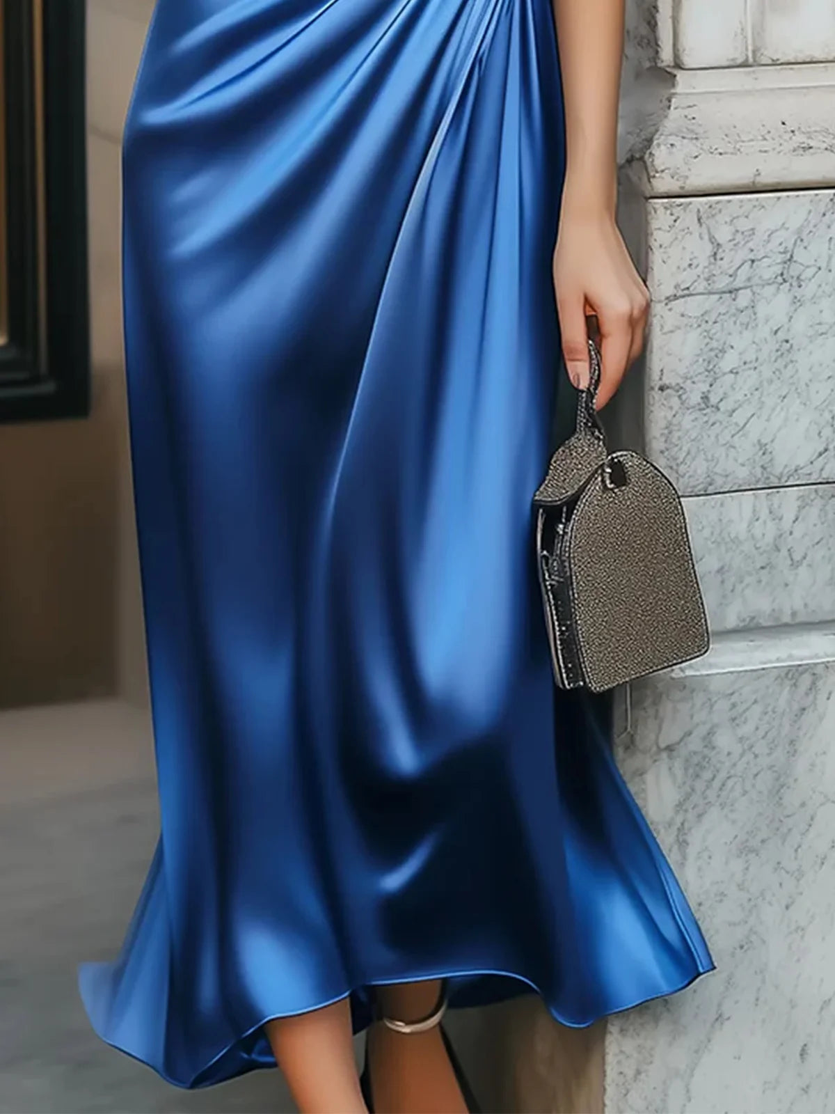 Ladies' Spring And Summer Vacation Dating Elegant Plain Raglan Sleeve Ruched V Neck Maxi Dress