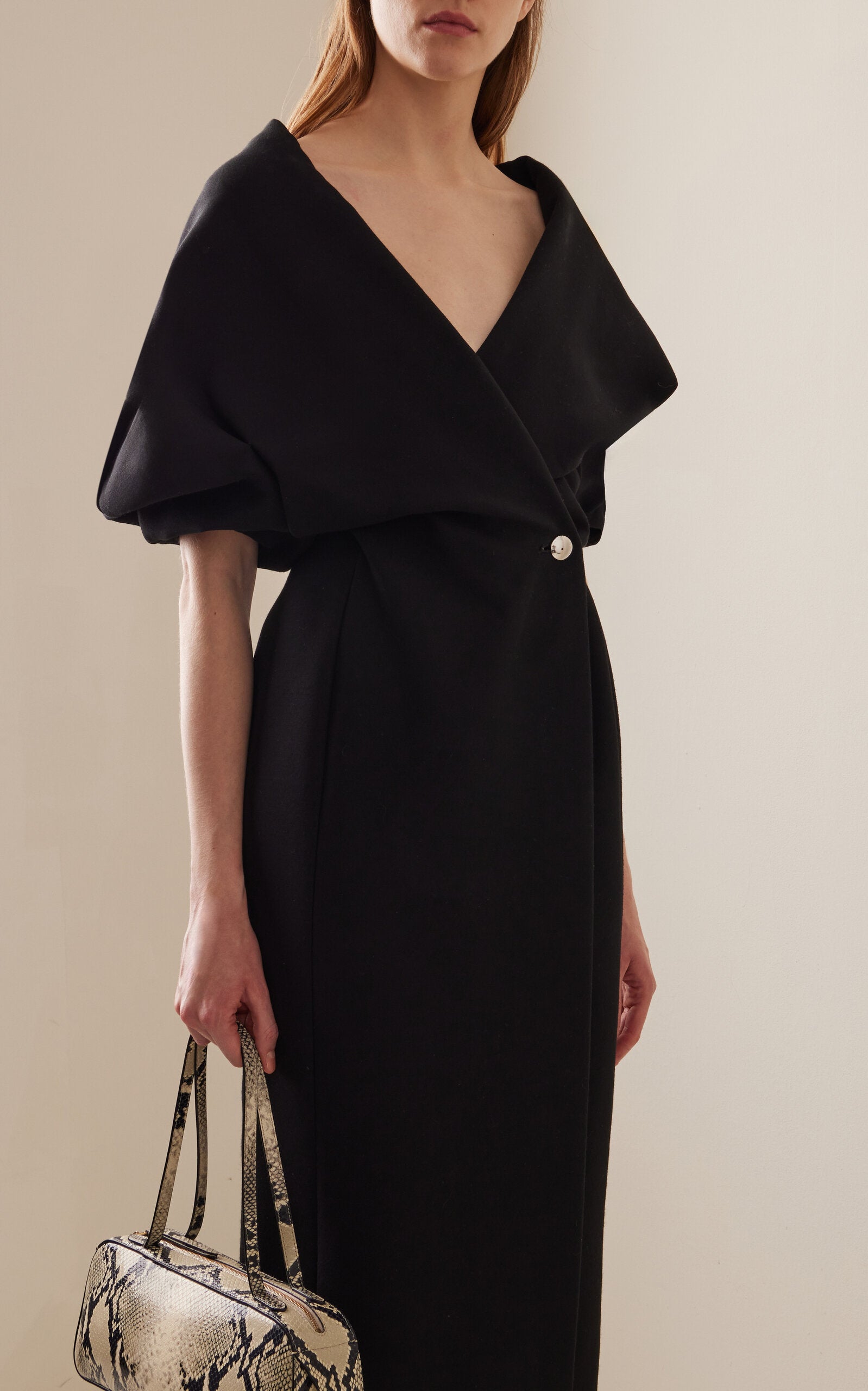 Truman Wrapped Crepe Midi Dress Simple gentle beautiful and grand