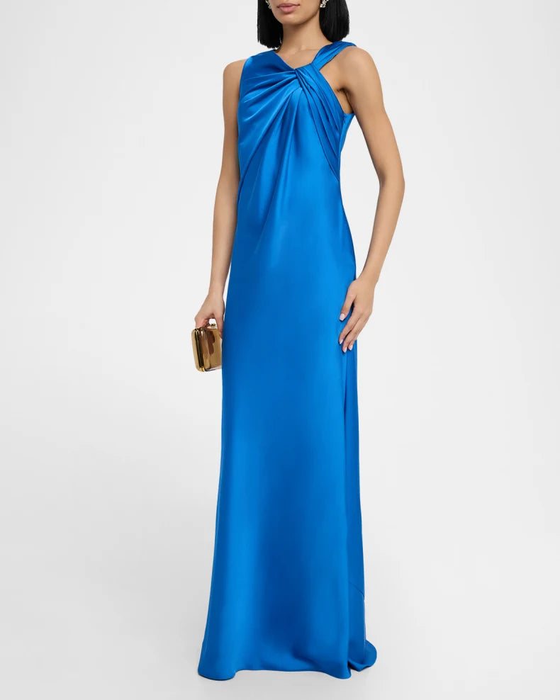 Francine Twist-Front Satin Column Gown Charming and unique design Beautiful generous simple