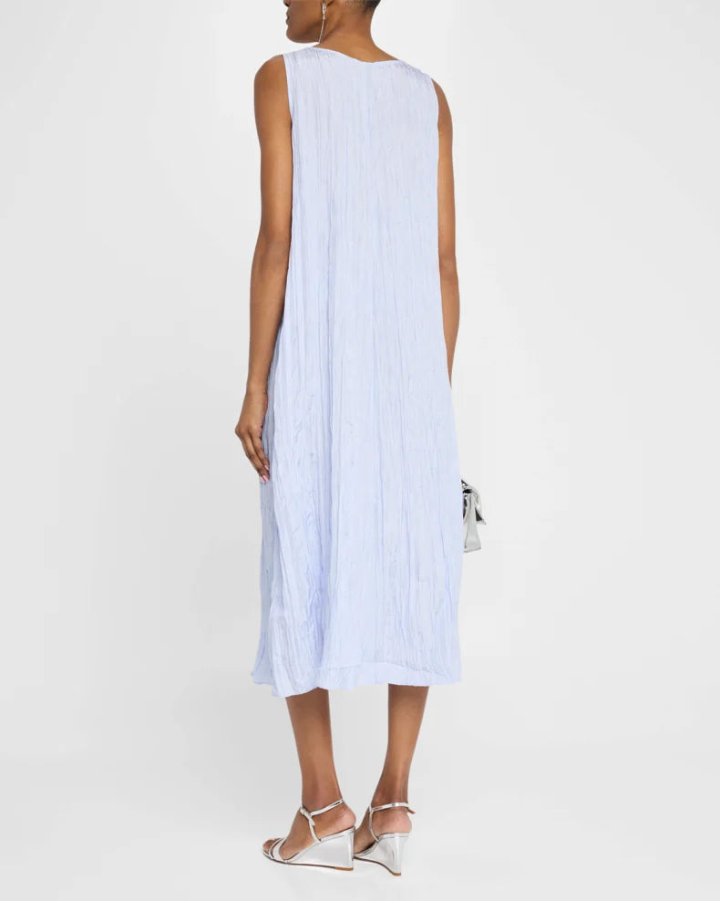 Sleeveless Crinkled Silk Midi Dress Simple beautiful generous and full of charm