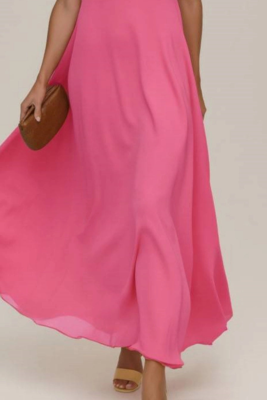 Casual Swing Party Dress Pink Spaghetti Strap Maxi Dress Simple beautiful generous and full of charm