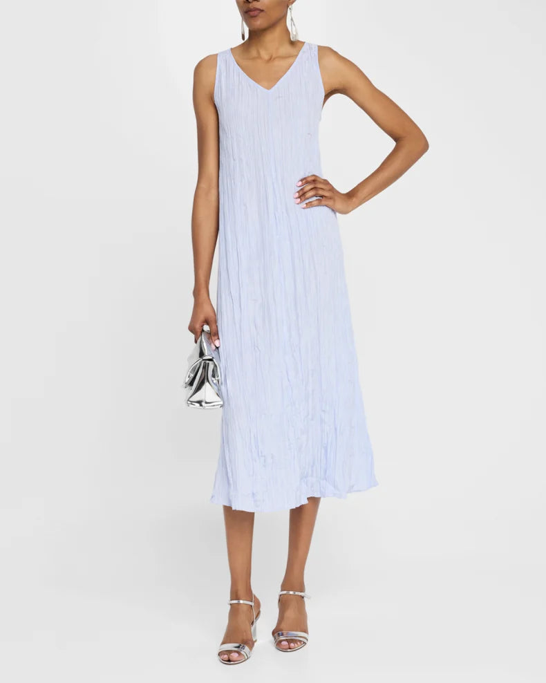 Sleeveless Crinkled Silk Midi Dress Simple beautiful generous and full of charm