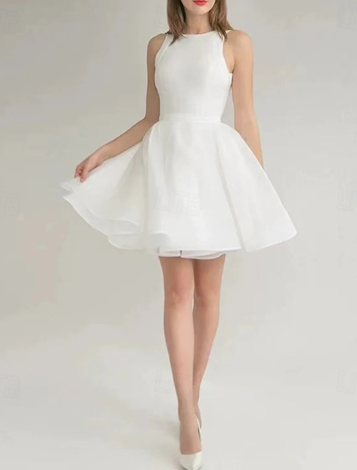 Beach Little Graduation White Dresses Boho Wedding Dresses Ball Gown V Neck Scoop Neck Sleeveless Short / Mini Jersey Bridal Suits Bridal Gowns With Pleats Solid Color 2025