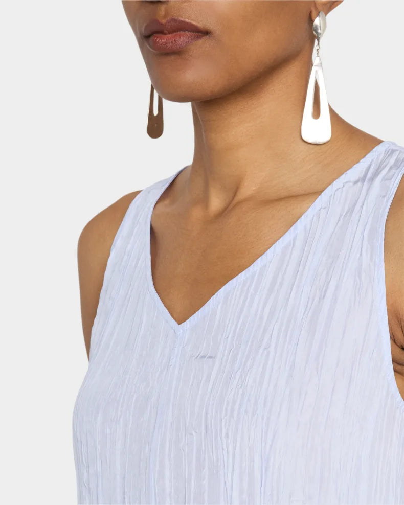Sleeveless Crinkled Silk Midi Dress Simple beautiful generous and full of charm