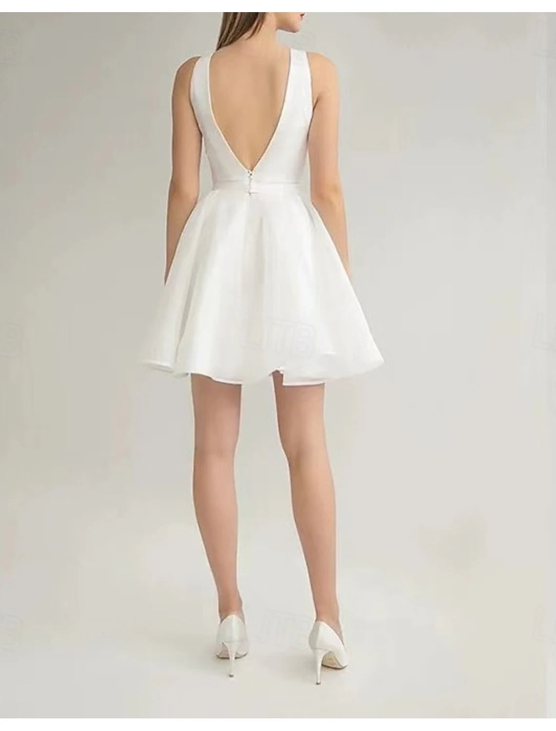 Beach Little Graduation White Dresses Boho Wedding Dresses Ball Gown V Neck Scoop Neck Sleeveless Short / Mini Jersey Bridal Suits Bridal Gowns With Pleats Solid Color 2025