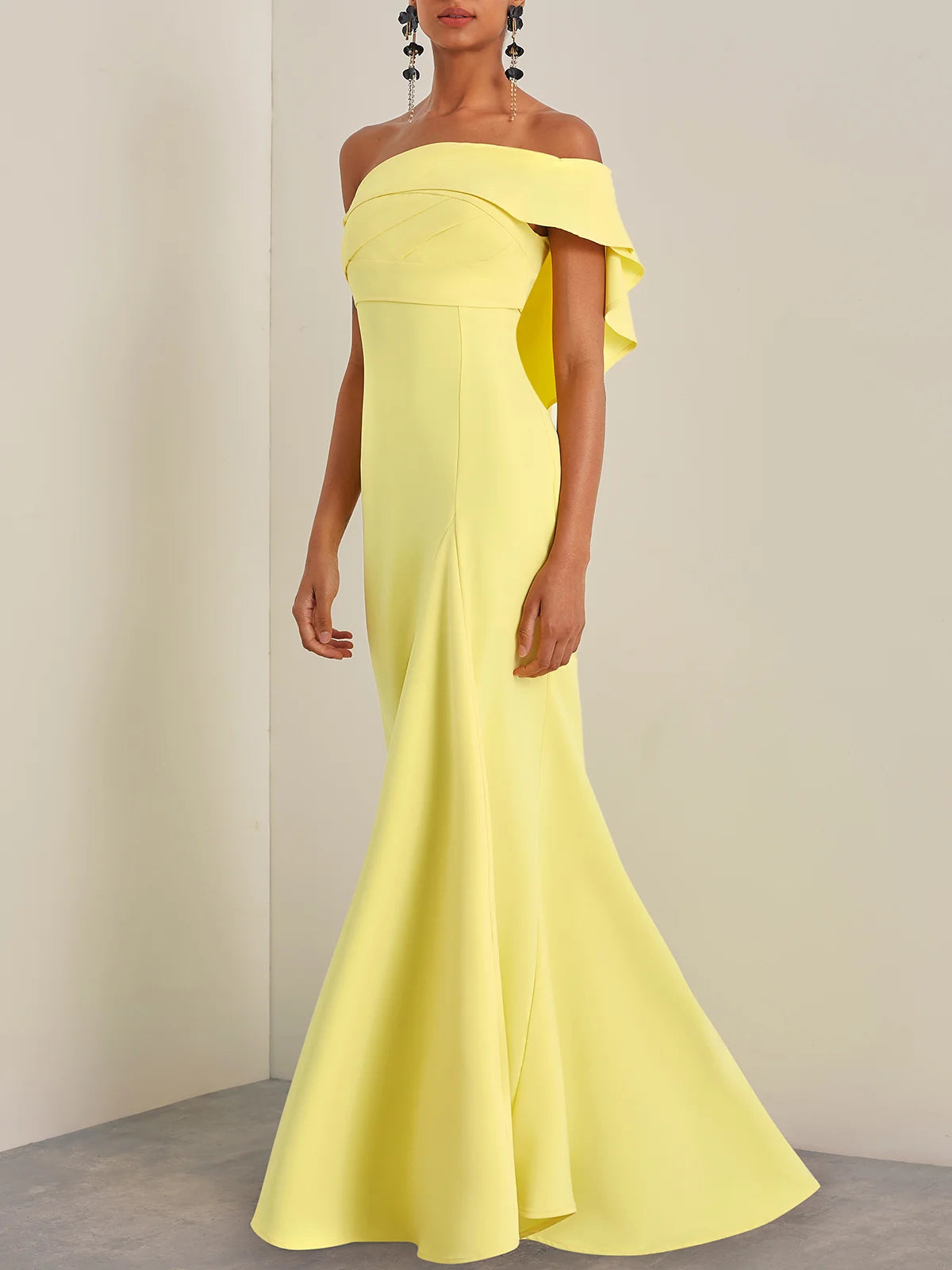 Simple beautiful generous and full of charm Yellow Ruched One Shoulder A-Line Gown