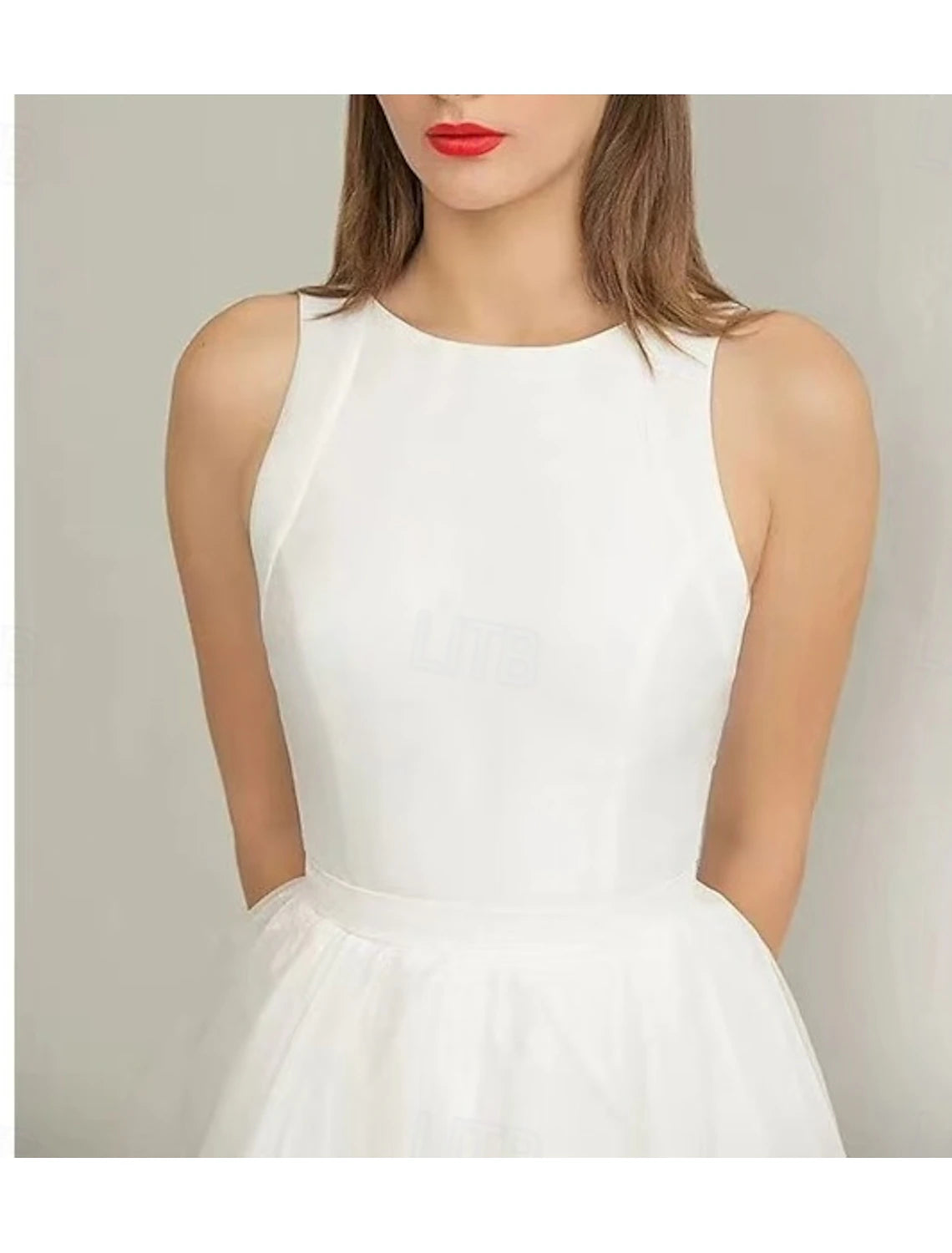 Beach Little Graduation White Dresses Boho Wedding Dresses Ball Gown V Neck Scoop Neck Sleeveless Short / Mini Jersey Bridal Suits Bridal Gowns With Pleats Solid Color 2025