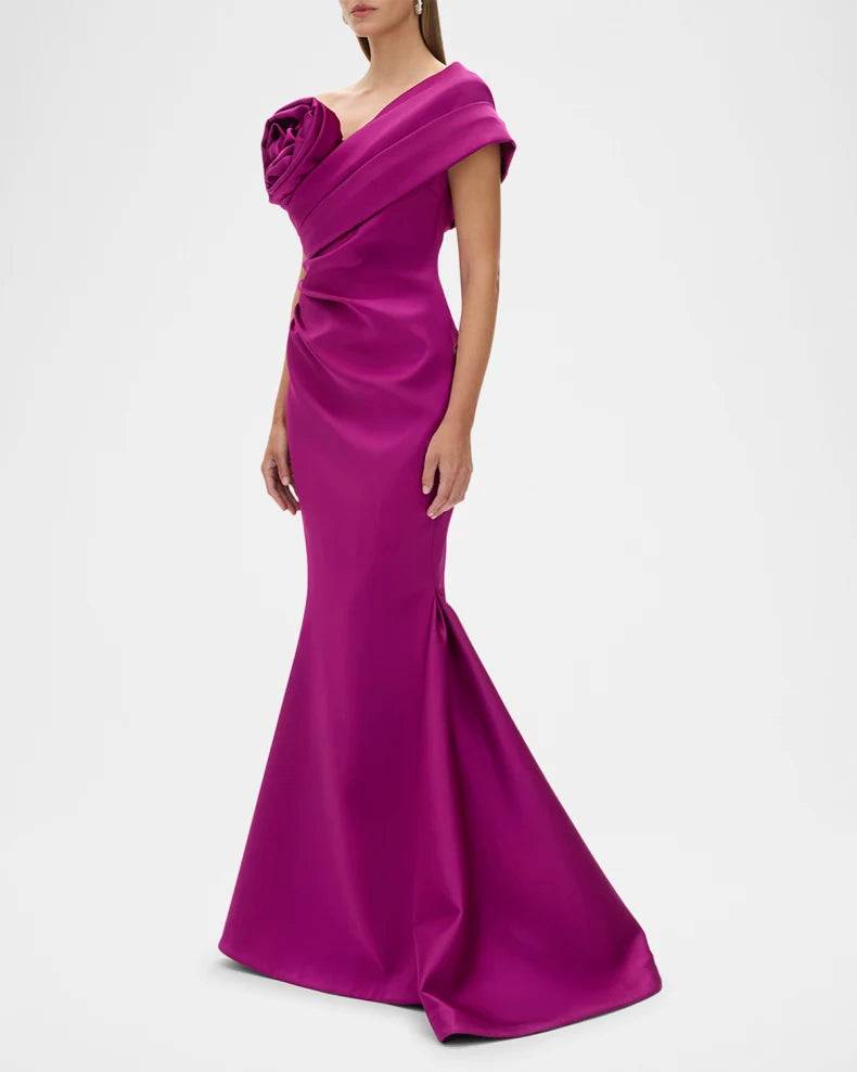 Edan Rosette Off-The-Shoulder Trumpet Gown Beautiful and charming simple and unique design