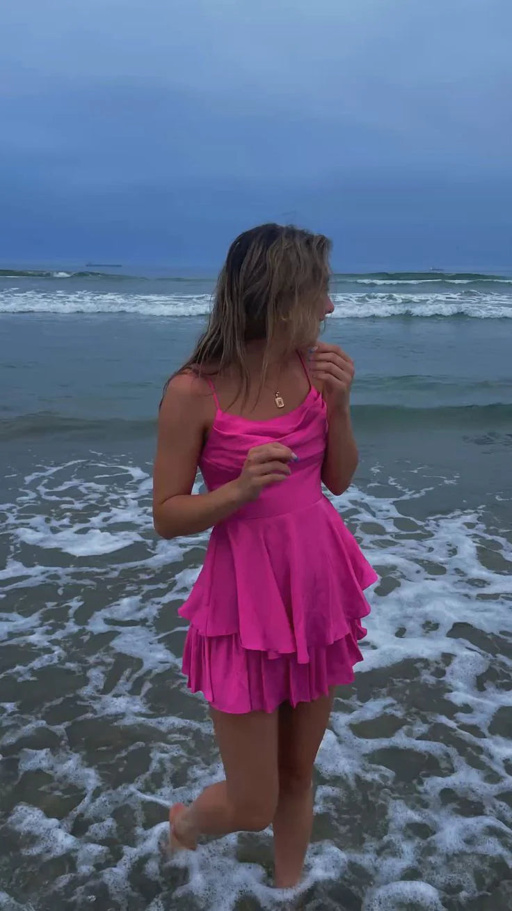 A-line Spaghetti Straps Homecoming Dress Short Party Dress