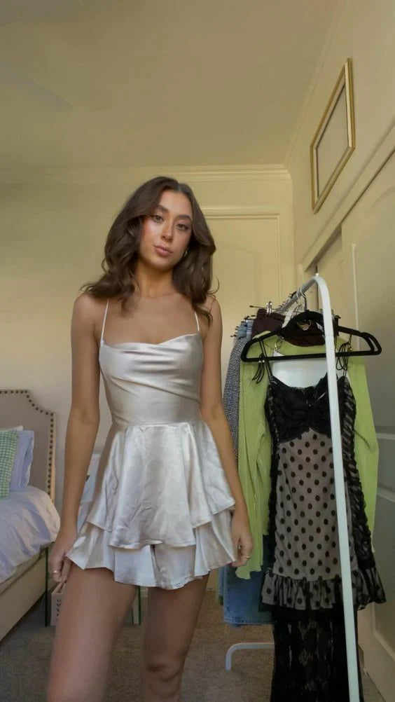 Spaghetti Straps Homecoming Dresses Soft Mini Party Dress