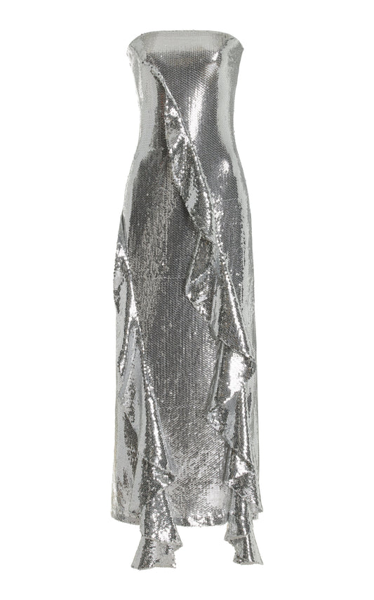 Ruffled Sequined Midi Dress Simple gentle beautiful and grand
