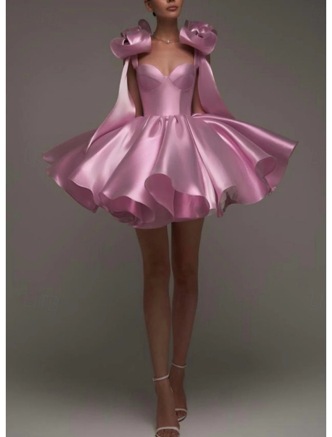 Pink A-Line Elegant Homecoming Dress Formal Wedding Short / Mini Sleeveless Sweetheart Satin with Bow(s)