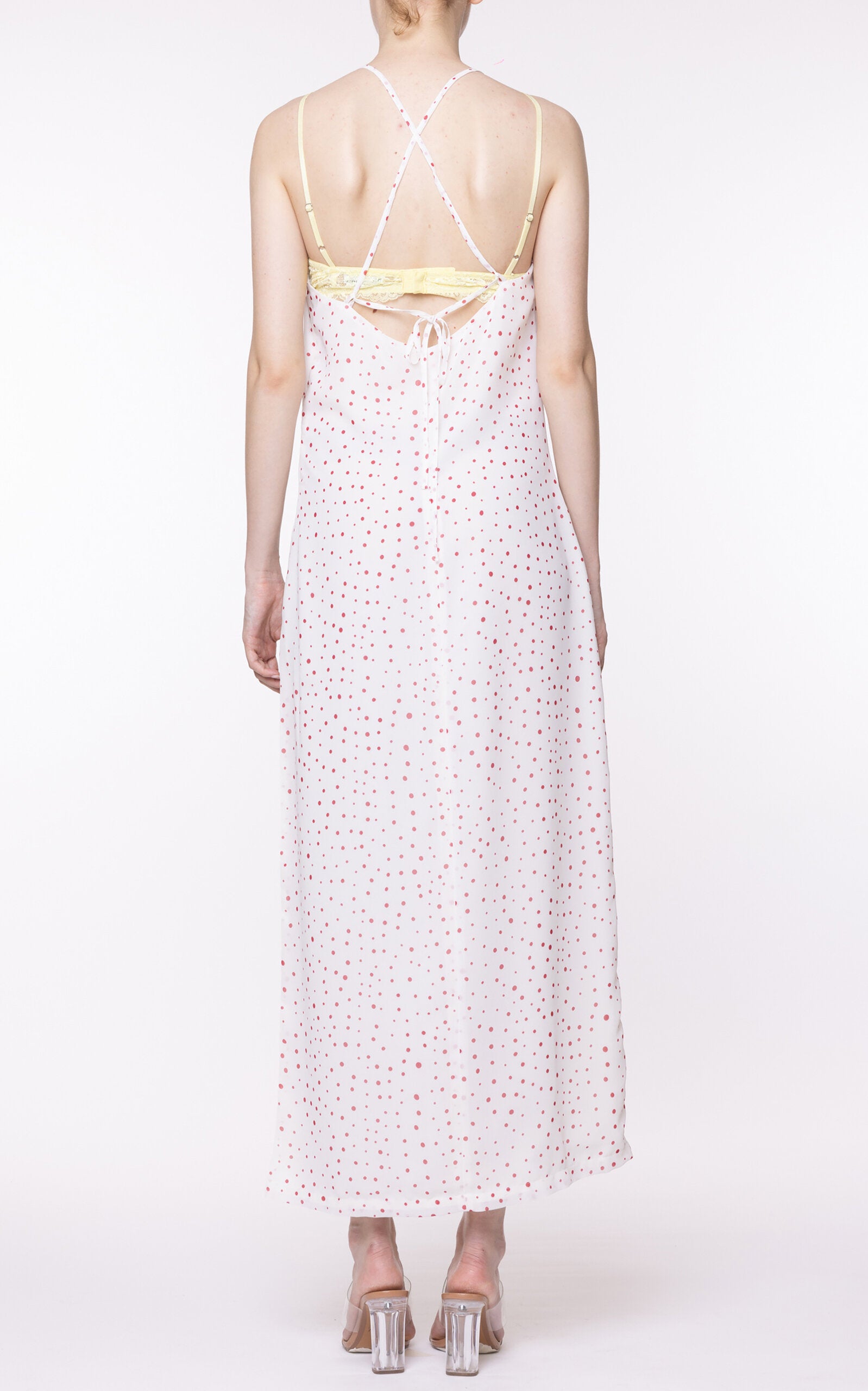 Polka Dot Printed Petticoat Midi Slip Dress Full of charm simple and atmospheric