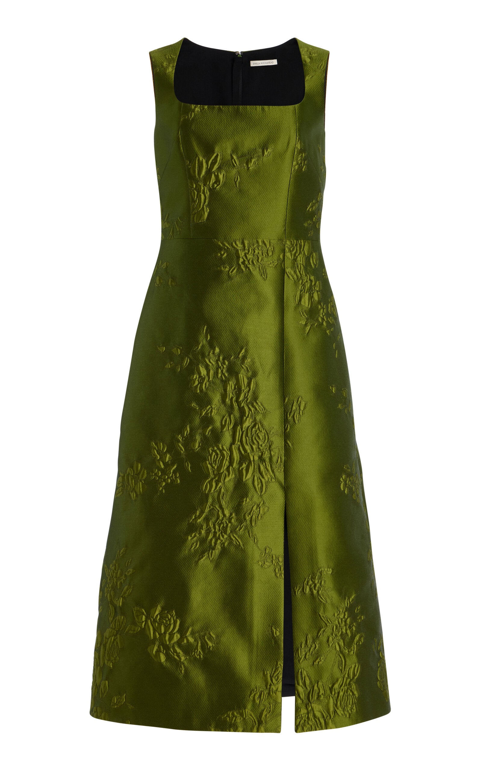 Embossed Satin Jacquard Midi Dress Full of charm simple and atmospheri