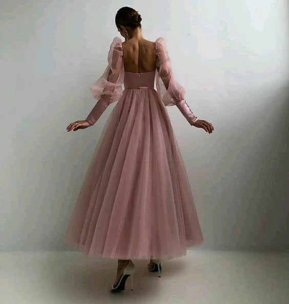 A line Evening Dress Simple Evening Gown Long Sleeves Prom Dress