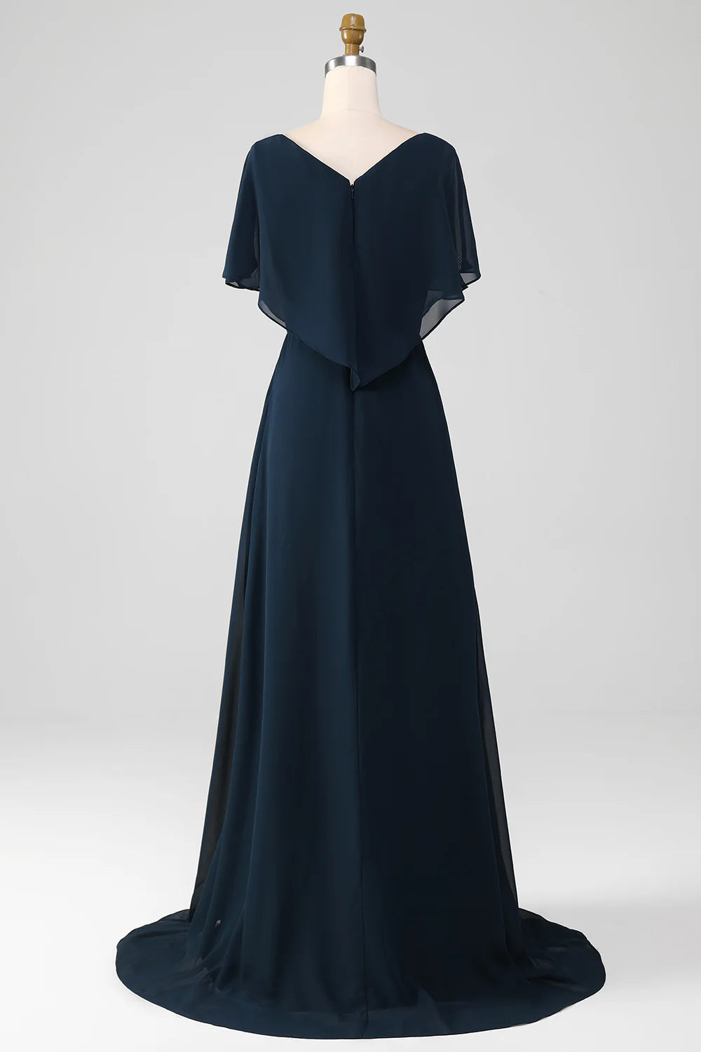 Navy Asymmetrical Sequins Chiffon Mother of the Bride Dress With Beading