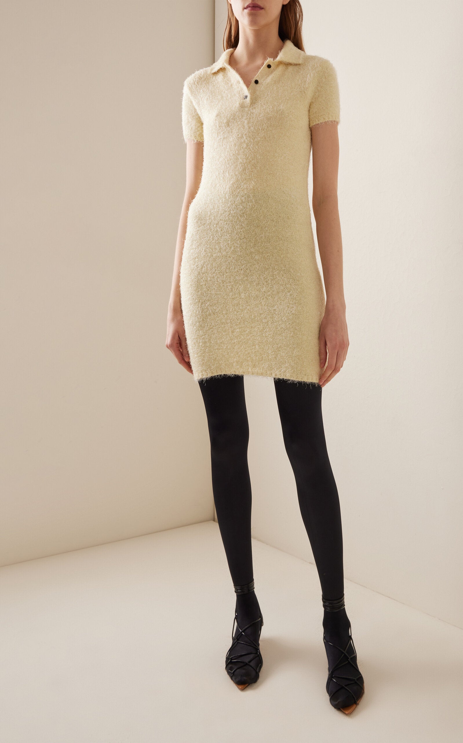 Graciela Knit Silk-Cashmere Polo Mini Dress Simple gentle beautiful and grand