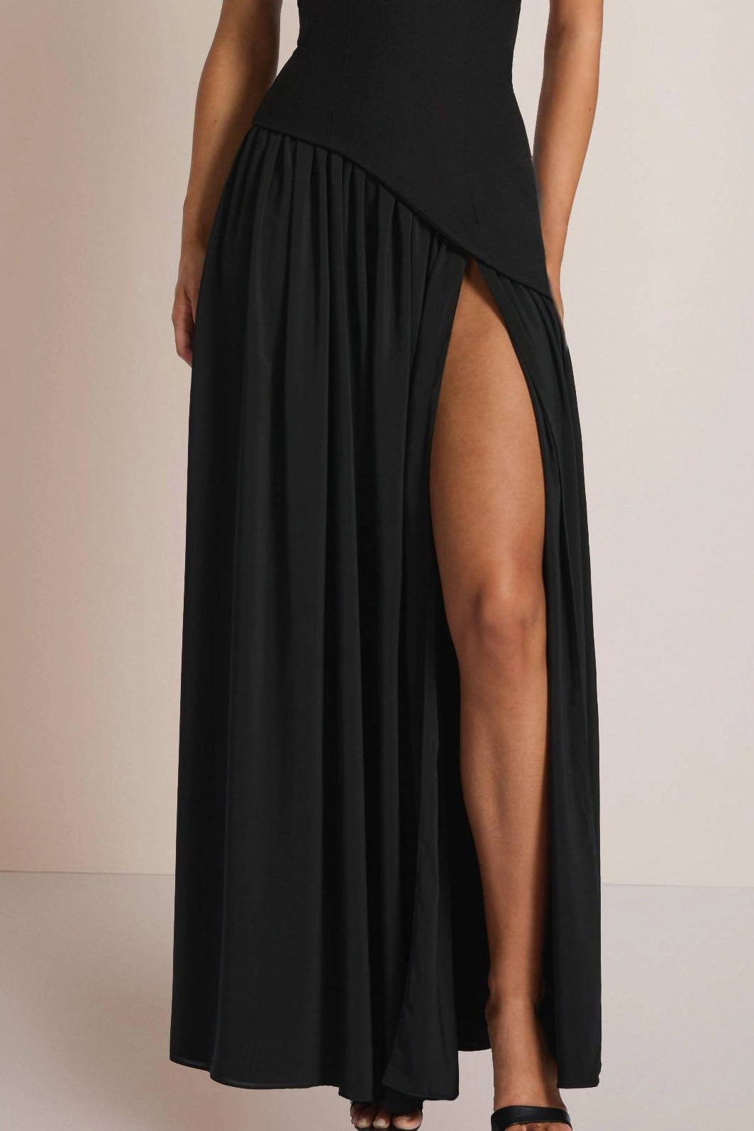 Formal Party Halter Dress Black High Split Maxi Gown