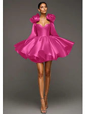 Pink A-Line Elegant Homecoming Dress Formal Wedding Short / Mini Sleeveless Sweetheart Satin with Bow(s)