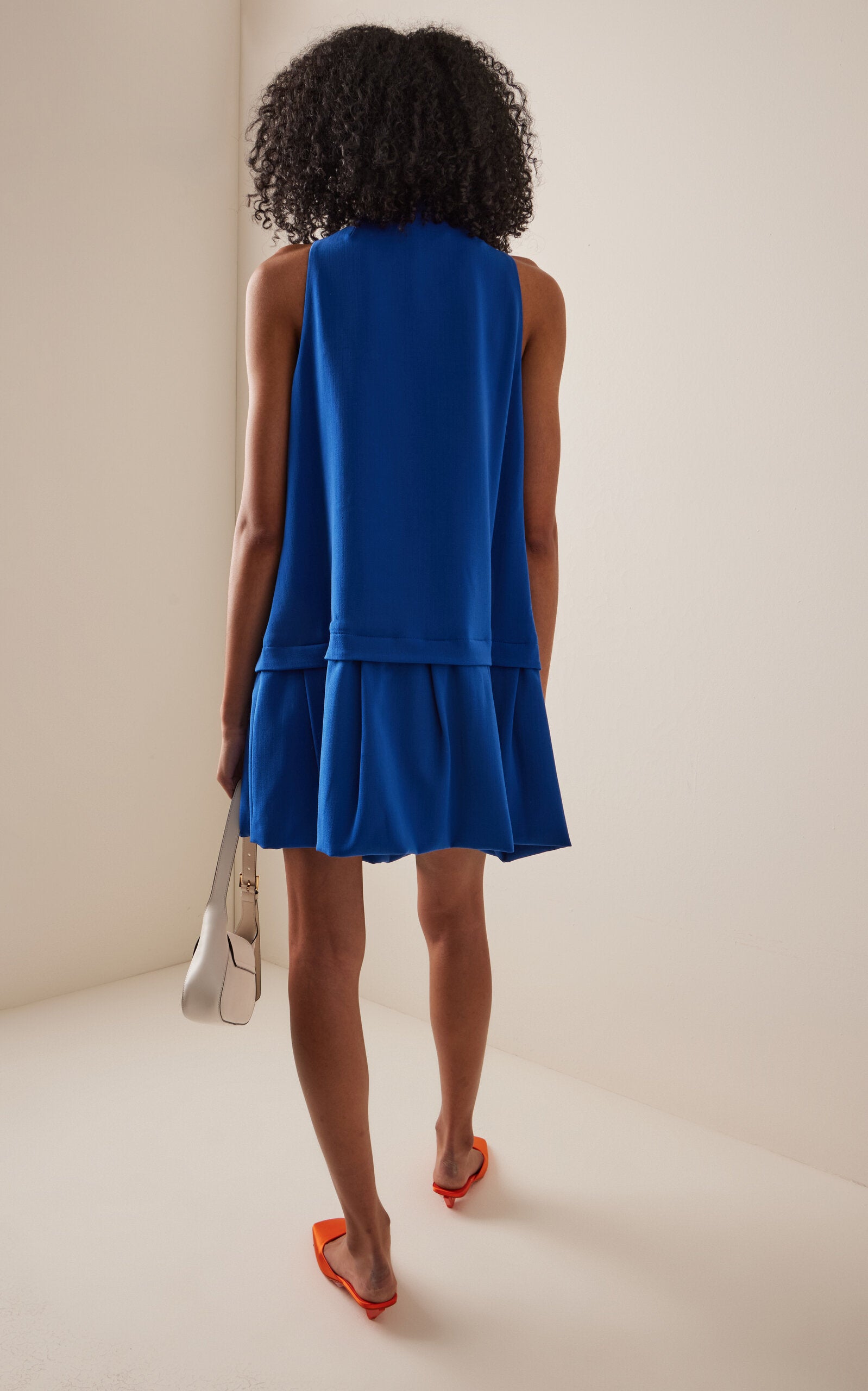 Ruffled Wool Crepe Mini Dress Simple gentle beautiful and grand