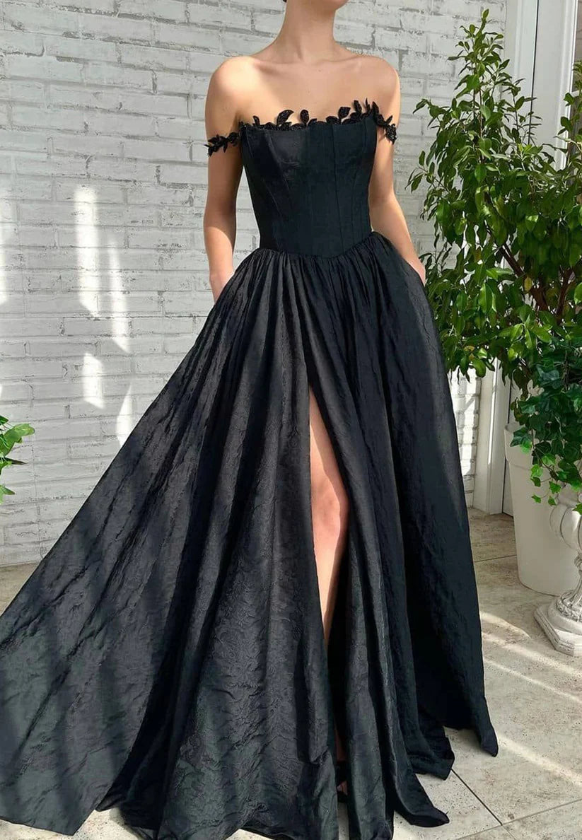Off-Shoulder Sleeveless Pleated A-Line Prom Dress Simple gentle beautiful and unique design